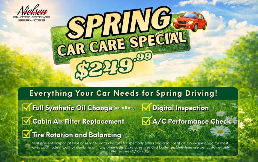 Spring car care special offer with services listed.